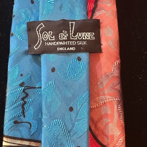 Sol et Lune Colorful Handpainted Silk Tie- England - Picture 4 of 7